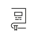 black thin line abstract book icon for education