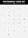 Black Thin Line Art Photography Icon Set Royalty Free Stock Photo