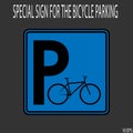 Black thin line on blue background like roadsign. Sign Bicycle Parking - vector illustration Royalty Free Stock Photo