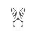 Black thin line bunny ears mask logo