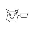 Black thin line chatbot icon