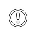 black thin line exclamation point icon in circle