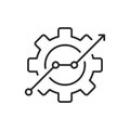 black thin line gear like insight or metric icon