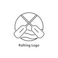 Black thin line rafting logo