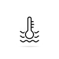 Black thin line water temperature indicator icon Royalty Free Stock Photo