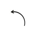 Semi circle arrow. Semicircular rounded curved geometric thin long arrow.