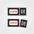 Black ticket coupon icon with qr code