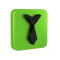 Black Tie icon isolated on transparent background. Necktie and neckcloth symbol. Green square button.