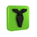 Black Tie icon isolated on transparent background. Necktie and neckcloth symbol. Green square button.