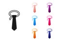 Black Tie icon isolated on white background. Necktie and neckcloth symbol. Set icons colorful. Vector Royalty Free Stock Photo