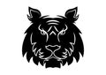 Black Tiger Head Silhouette Vector Flat Design Isolated on White Background Royalty Free Stock Photo