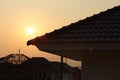 Black tiles roof on a new house Royalty Free Stock Photo