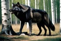 Black timber wolf with deer leg Royalty Free Stock Photo