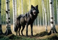 Black timber wolf with deer leg Royalty Free Stock Photo
