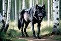 Black timber wolf with deer leg Royalty Free Stock Photo
