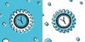Black Time Management icon isolated on blue and white background. Clock and gear sign. Productivity symbol. Random
