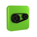 Black Timing belt kit icon isolated on transparent background. Green square button.