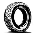 Black Tire with Aggressive Tread Pattern for Offroad Vehicles and Adventures Royalty Free Stock Photo