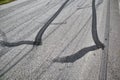 Black tire marks on the road Royalty Free Stock Photo