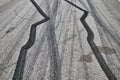 Black tire marks on the road Royalty Free Stock Photo