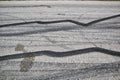Black tire marks on the road Royalty Free Stock Photo