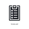 black to do list isolated vector icon. simple element illustration from gym and fitness concept vector icons. to do list editable