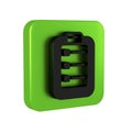 Black To do list or planning icon isolated on transparent background. Green square button.