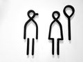 Black Toilet Symbols for Men and Women on White Wall Royalty Free Stock Photo