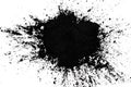 Black toner for a laser printer on a white background. Isolate powder toner. Big black grunge splash. coal