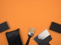 Black tool on a orange background. Paint tool Royalty Free Stock Photo