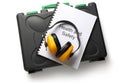 Black toolbox with earphones Royalty Free Stock Photo