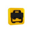Black Toolbox icon isolated on transparent background. Tool box sign. Yellow square button. Royalty Free Stock Photo