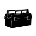 Black toolbox silhouette isolated on white background (front view) Royalty Free Stock Photo