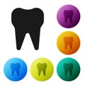 Black Tooth icon isolated on white background. Tooth symbol for dentistry clinic or dentist medical center and Royalty Free Stock Photo