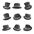 Black top hat set. Vector Royalty Free Stock Photo