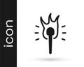 Black Torch flame icon isolated on white background. Symbol fire hot, flame power, flaming and heat. Vector Royalty Free Stock Photo