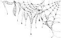 Black torn spider web on white background halloween symbol Royalty Free Stock Photo