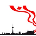 Black Toronto silhouette skyline with flag Royalty Free Stock Photo