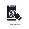 black touch screen isolated vector icon. simple element illustration from augmented reality concept vector icons. touch screen