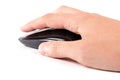 Black touch wireless modern computer mouse in hand isolated Royalty Free Stock Photo