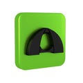 Black Tourist tent icon isolated on transparent background. Camping symbol. Green square button.