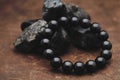 Black tourmaline bracelet, crystal Royalty Free Stock Photo