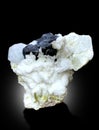 Black tourmaline shorl with aquamarine  and albite specimen from afghanistan Royalty Free Stock Photo