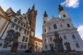 Black Tower and Church of Virgin Mary`s Immaculate Conception in Klatovy, Czechia