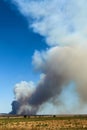 Black toxic smoke emitted by big industrial fire disaster