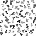 Black Toy building block bricks for children icon isolated seamless pattern on white background. Vector Royalty Free Stock Photo