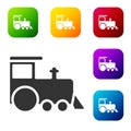 Black Toy train icon isolated on white background. Set icons in color square buttons. Vector Royalty Free Stock Photo