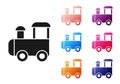 Black Toy train icon isolated on white background. Set icons colorful. Vector Royalty Free Stock Photo