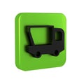 Black Toy truck icon isolated on transparent background. Green square button. Royalty Free Stock Photo