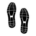 Black trace from shoes on white background